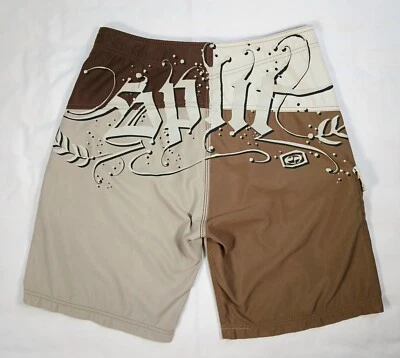 Split Swim Trunks 31 Mens Brown With Wax Comb Lightweight Side Pocket Surf Beach - Image 1 of 4