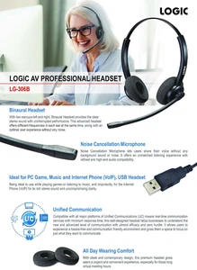 Headset with Noise Cancelling Logic LG-360B PC/Laptop Stereo Wired Headphones - Picture 1 of 5