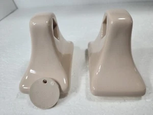 Vintage Fawn Beige Ceramic Towel Bar Rod Rack Post Holders Classic Color 068 - Picture 1 of 16