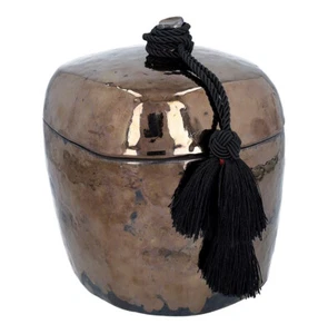 Gold ceramic urn for ashes Unique handmade cremation urn - Picture 1 of 7