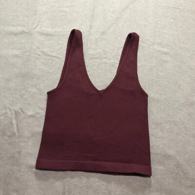 Nikibiki Tank Top Women's OS Stretch Ribbed Feminine Minimalist Lounge Burgundy - Image 1 of 4