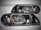 6 PCS Set 87-93 Ford Mustang Black Headlights with Corner and Parking Lights