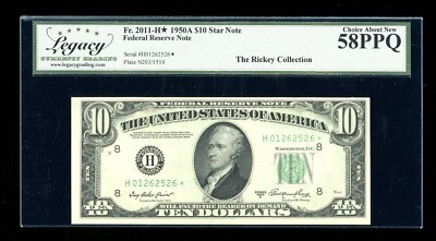 DBR 1950-A $10 FRN St. Louis STAR Fr. 2011-H* Legacy 58 PPQ Serial H01262526* - Image 1 of 2