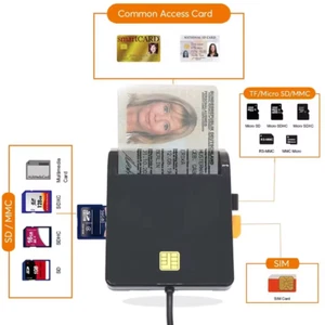 USB 2.0 Chipkartenleser Personalausweis Lesegerät Kartenleser für SIM ID Card DE - Bild 1 von 7