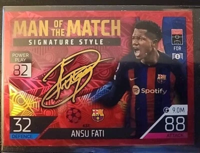 Ansu Fati 2022-23 Topps Match Attax ' Man of Match ' Red Parallel #432 - Image 1 of 2
