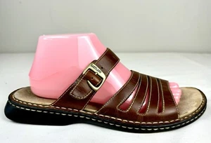 Eastland Brown Leather, Comfort Slip-On Sandals With Buckle Shoes Size 10M - Picture 1 of 15