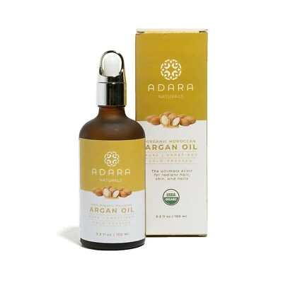 100% Pure Moroccan Argan Oil 3.3 Fl oz - Adara Naturals for Hair, Skin & Nails - Image 1 of 3