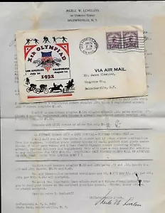 #244 X. Olympiade 1932 #718 Paar F.D.C. und Brief + tolles Siegel - Bild 1 von 3