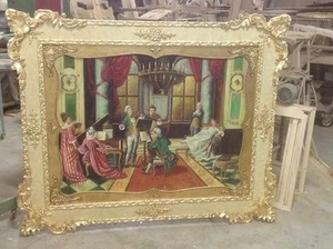 QUADRO VIOLINISTI CRISTALLI STRASS LEGNO PANNA E FOGLIA ORO ARREDO CASA SALOTTO - Imagen 1 de 1