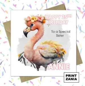 Personalised Flamingo Birthday Card ANY AGE Daughter Mum Aunty Granddaughter CCT - Picture 1 of 6