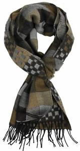 Rotfuchs Webschal 100% reine Wolle Jacquard  made in Germany braun natur grau - Picture 1 of 1