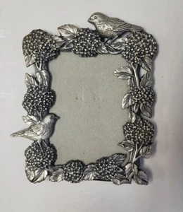 Welforth Silver Picture Frame Bird Floral Flower (3 1/2 x 5) Free Standing - Picture 1 of 12