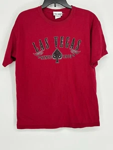 The Strip Las Vegas Red Black Gray Graphic Short Sleeve T-Shirt Men's Size Large - Picture 1 of 5