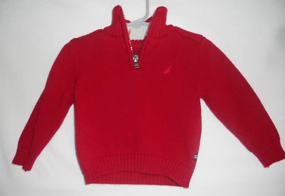 Suéter rojo NAUTICA 12M para niños pequeños, 100 % algodón, cremallera de cuarto costaba $39,50 nuevo sin etiquetas Foto 1 de 2