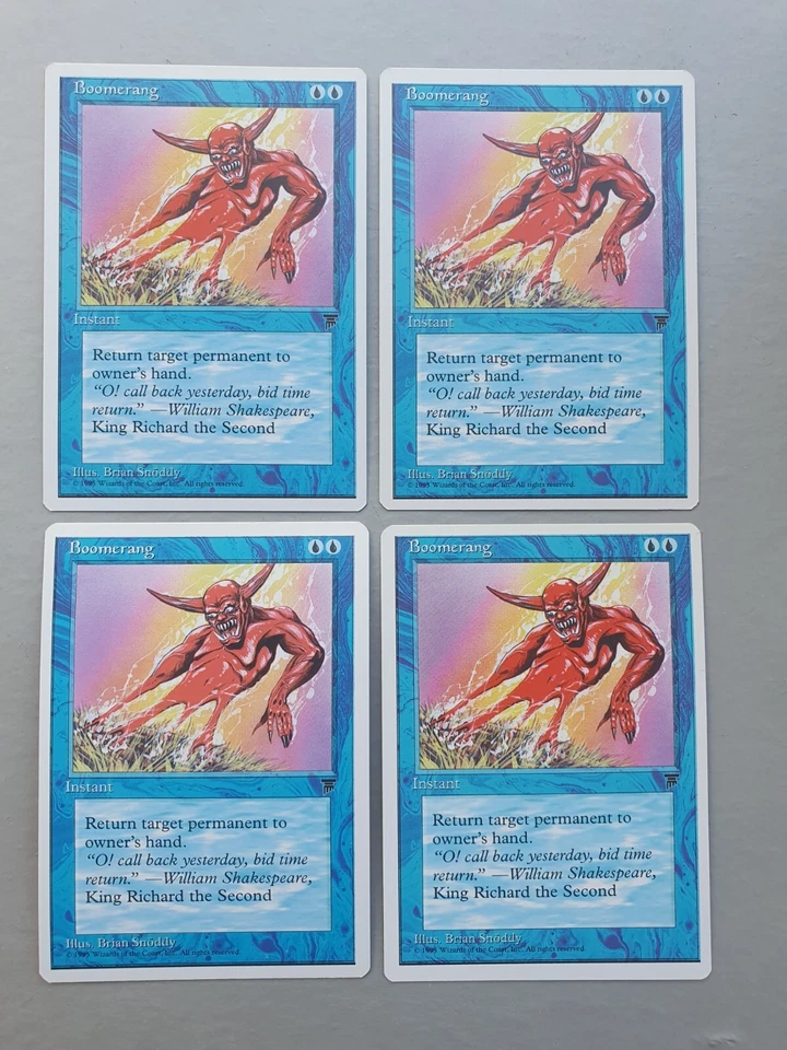 Boomerang x4 PLAYSET MTG Chronicles (1995) Common Blue Instant NM - Image 1 of 2