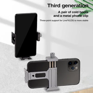 Metal Horizontal & Vertical Mobile Phone Clip Tripod Adapter Desktop Bracket - Picture 1 of 12