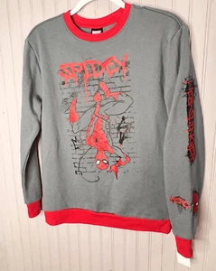 Marvel Boys SWEATSHIRT XL Gray Red Spider-Man Wall Graphic Pullover Cotton NEW - Picture 1 of 14