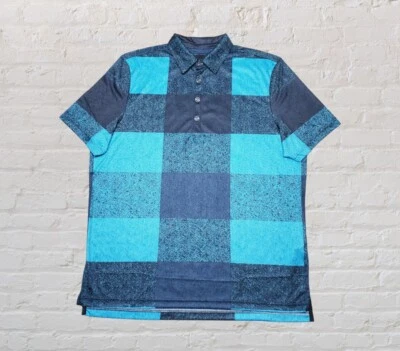 Camisa polo de golf J By Jamie Sadock para hombre grande azul espiga gigante a cuadros nueva sin etiquetas Foto 1 de 4