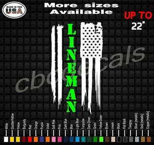 Lineman American Flag 2 COLOR Vinyl Decal Sticker | Lineman Decals  - Picture 1 of 2