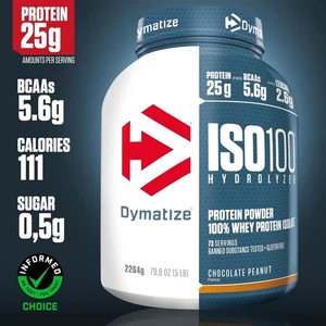 Dymatize ISO 100 Hydrolyzed 100% Whey Protein Isolate Powder Choc Peanut 2264g - Bild 1 von 6