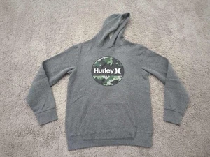 Hurley Hoodie Youth 18/20 Gray Pullover Sweatshirt Camo Fleece Pocket Activewear - Picture 1 of 7