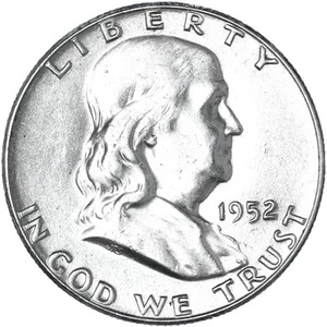 1952 (P) Franklin Half Dollar 90% Silver About Uncirculated AU See Pics G640 - Picture 1 of 3