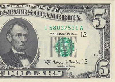 1963-A FEDERAL RESERVE NOTE "SAN FRANCISCO" $5 (( GEM UNC )) - Image 1 of 4