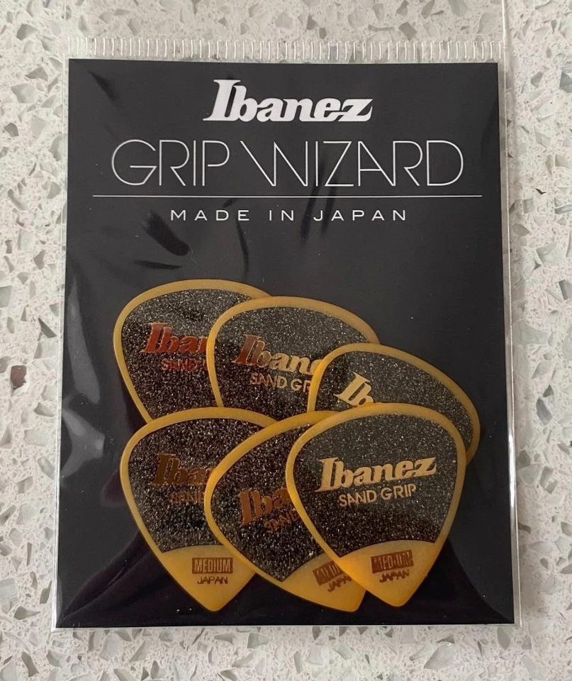 NEW Ibanez GRIP WIZARD Sand Guitar Picks Pick Plectrum Medium 0.75mm YELLOW