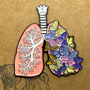 Enamel Pin | Lungs with Butterflies - Picture 1 of 2