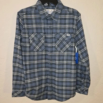NUEVA Camisa Hurley Para Hombres Azul A Cuadros Manga Larga Abotonada Franela Talla Pequeña Foto 1 de 4
