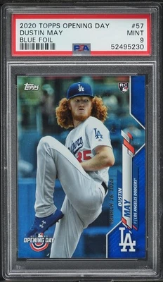 2020 Topps Opening Day Blue Foil Dustin May ROOKIE #57 PSA 9 - Image 1 of 2