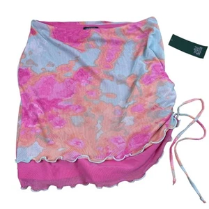 Wild Fable Women's Pink Tie-Dye Mesh Side Ruched Mini Skirt - Size Small - NWT - Picture 1 of 7