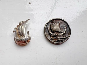 925 Sterling Silver Viking Boat Pendant Detailed And Brooch, Pin Missing 11.5g - Picture 1 of 10
