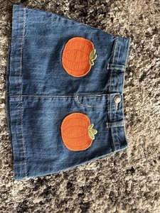 🎃 Gymboree Girls' 3T Denim Skirt – Pumpkin Embroidered Pockets – Vintage - Picture 1 of 22
