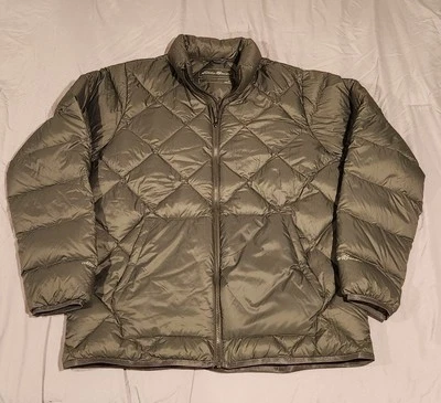 Mens Eddie Bauer Diamond Quilted Down Puffer Jacket Olive Green Large EB650 - Image 1 of 4