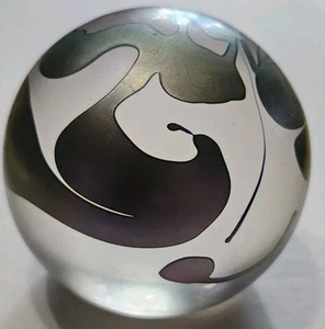 Robert Held 2.5" Multicolored Iridescent Abstract Art Glass Paperweight Signed - Picture 1 of 10