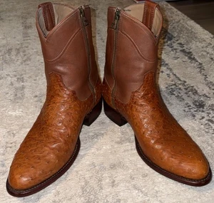 Tecovas The Dean Ostrich Side Zip Roper Boots Men’s Size 9.5 D Pecan - Picture 1 of 19