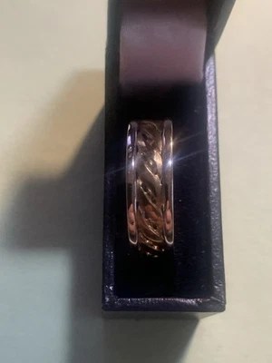 Man’s Gold 9ct Ring Size 12 1/2 9K Yellow / White Nordic Style Band - Image 1 of 3