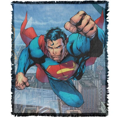Superman Blanket, 50"x60" Blue Sky Superman Woven Cotton Blend Throw - Image 1 of 4