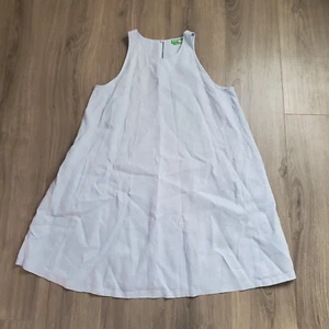 United Color of Benetton Dress Large Linen Baby Blue Sundress Sleeveless Coastal - Picture 1 of 10