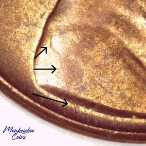 1960 Lincoln Memorial Cent - Obverse Spiked Head Die Crack  - Rare Error Coin - Picture 1 of 4