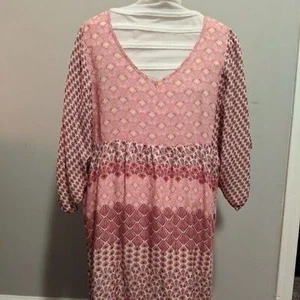 Prana Women's Dress Small S Kyrie Pink Short Sleeve Boho Grapevine Empire Waist - Picture 1 of 10