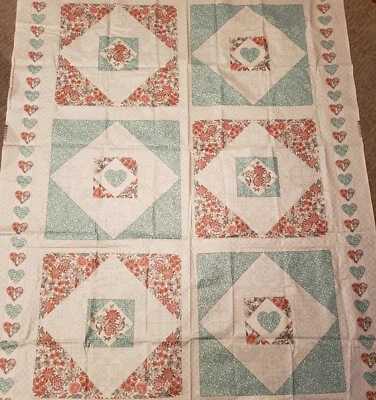 Винтажная тканевая реликвия Chintz от Ameritex 1988 сердца цветы квилтинг панель - Изображение 1 из 3