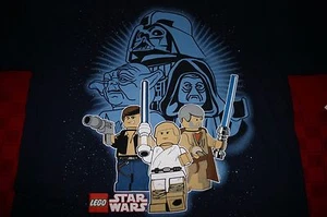 BOYS LEGO STAR WARS HAN SOLO LUKE YODA VADER SHIRT RLSCE21 BLUE YOUTH LARGE NWT - Picture 1 of 4