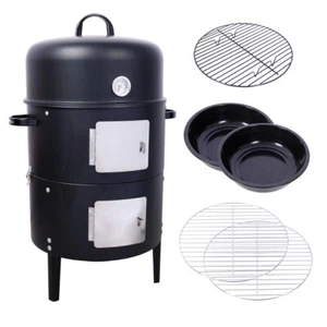17 Inch Steel Charcoal Smoker, Heavy Duty Round BBQ Grill for Outdoor Cooking - Picture 1 of 20