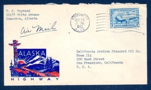 KANADA 1943 EDMONTON ALTA ALASKA HIGHWAY ILLUSTRIERTE LUFT NACH USA - Bild 1 von 1