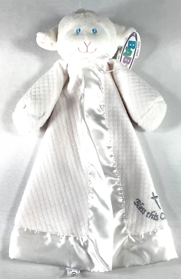 Mary Meyer White Lamb Lovey BLESS THIS CHILD Christening Lamb Plush Blanket NWT - Image 1 of 4