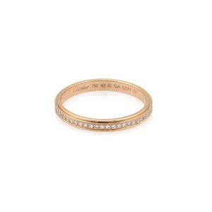 Cartier D`Amour Diamond 18k Rose Gold 2.5mm Eternity Ring Size 49-US 5 Cert - Picture 1 of 4