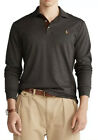 Ralph Lauren Gray Cotton Long Sleeve Polo Shirt Classic Fit Suede Placket 2Xb