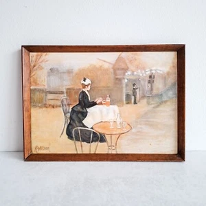 Pintura al óleo original After Ramon Casas Plein Air a bordo vintage pequeña - Imagen 1 de 14